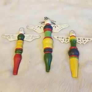 Vintage Wooden Christmas Decorations -Family of 3